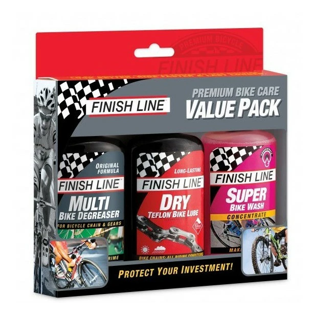 Pack Entretien Vélo Finish Line Premium Bike Care Value - Multi/Dry/Super Wash - 3x120 Ml 3 Pack Entretien Vélo Finish Line Premium Bike Care Value - Multi/Dry/Super Wash - 3x120 Ml